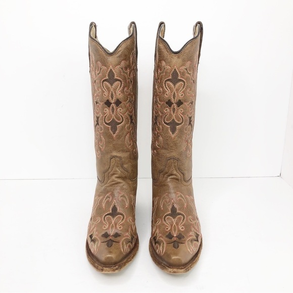 𝅺Circle G pita Fleur de leather embroidered cowboy boots - Picture 3 of 14